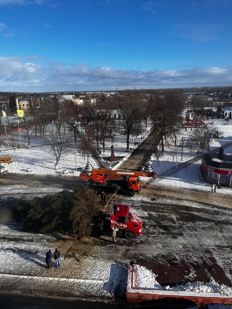 17 декабря в Богучаре установили главную ёлку города!.